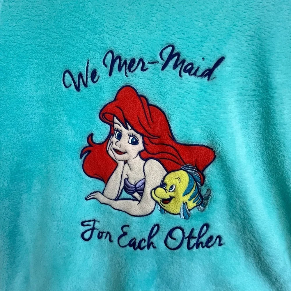 Disney Fleece Little Mermaid Ariel Pajamas Set Sz Small Blue - Picture 3 of 16